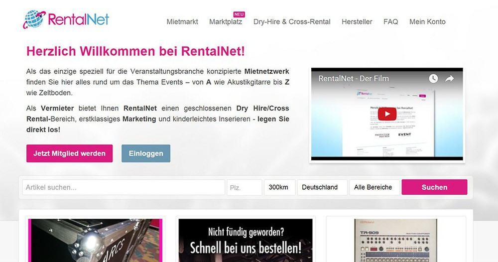 Website von RentalNet 