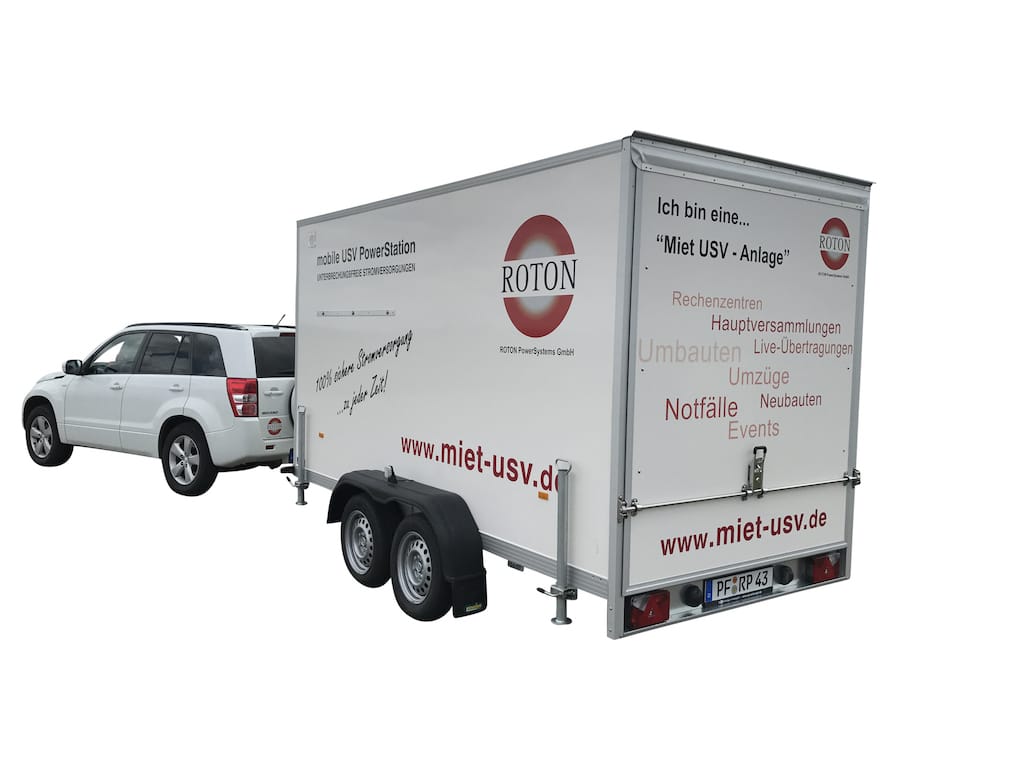 ROTON mobile USV PowerStation Miet USV Anhänger 20 bis 80 kVA