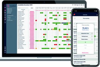 CrewBrain gibt es als Desktop-Ansicht und als App – die Mitarbeiter können ihre Zeiterfassung so direkt vor Ort erledigen.