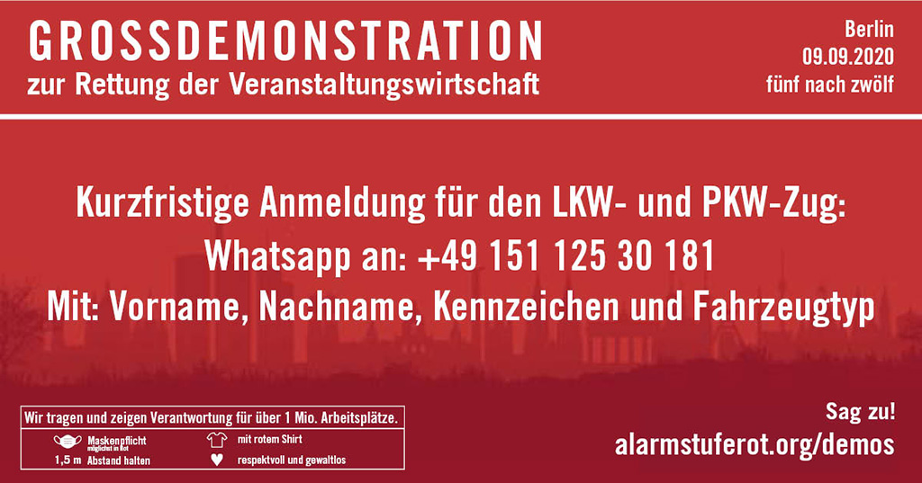 Alarmstufe Rot Whatapp Anmeldung zur Großdemo