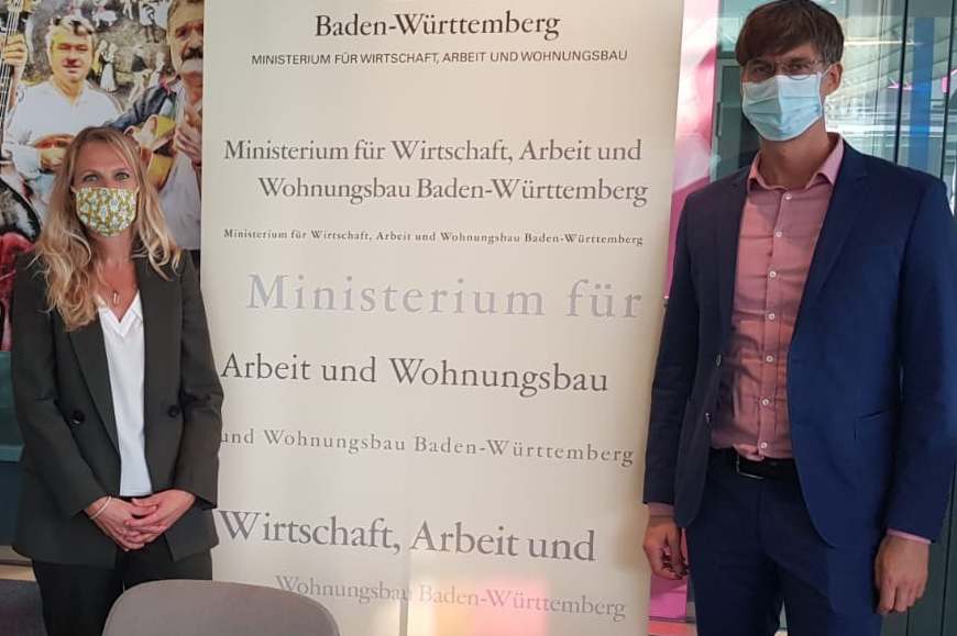 Katrin Endrass, Wirtschaftsministerium Baden-Württemberg, und Sven Hansen, bvvs