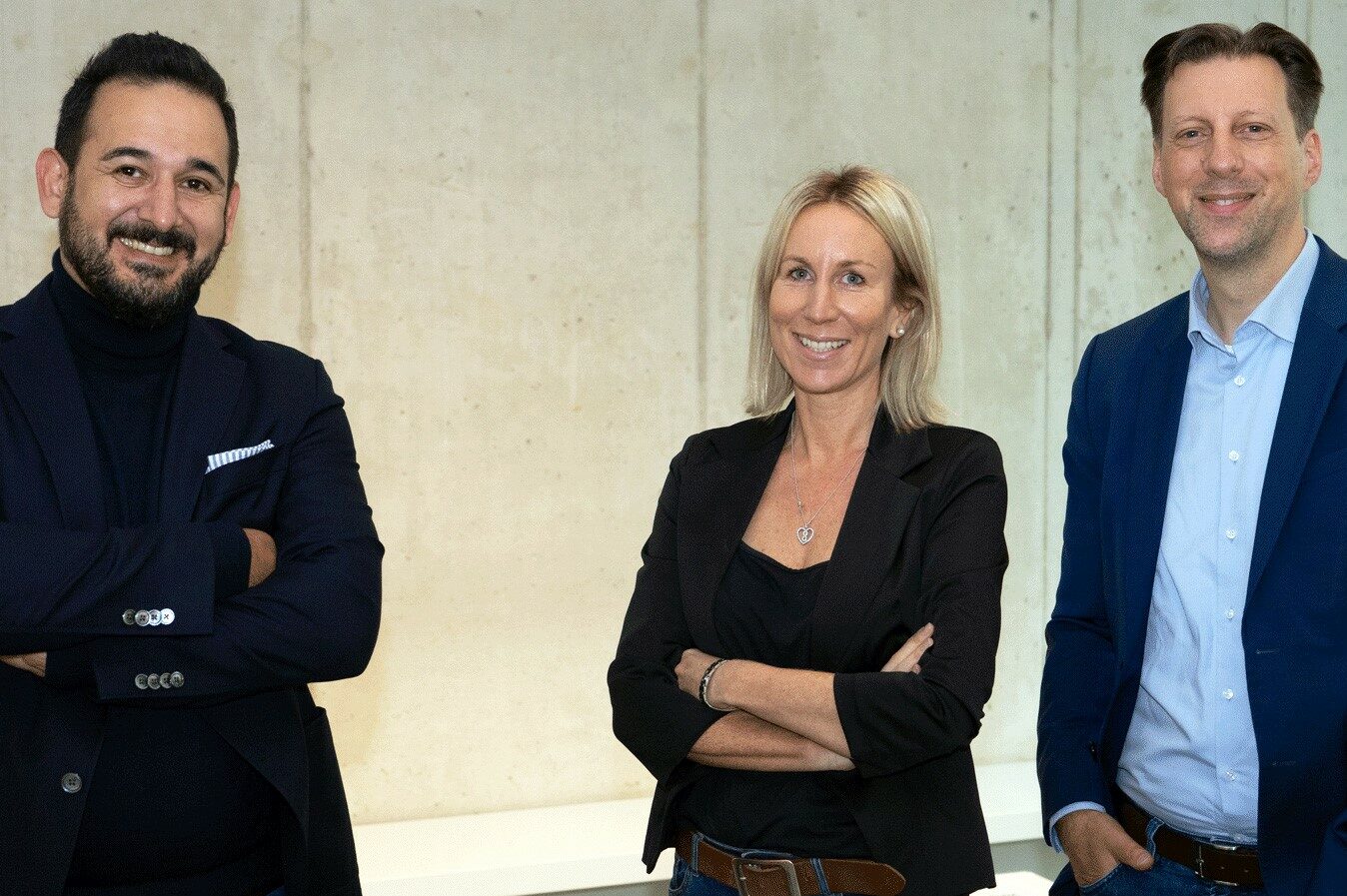 Mit Sabrina Musenbrock und Levent Günes (l.) komplettiert Europa-CEO Rüdiger Maeßen (r.) sein Führungsteam im Kölner Uniplan Hauptquartier.