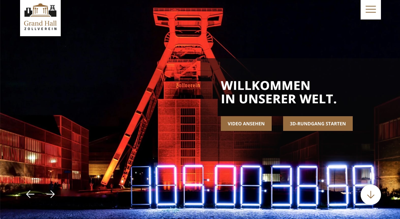 Grand Hall Zollverein: „Willkommen in unserer Welt“ – der Relaunch der Website inklusive virtueller 3-D-Tour