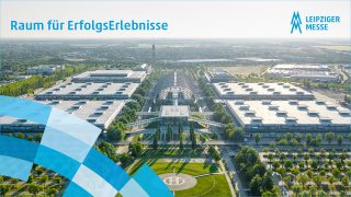Blick auf Messegelände Leipzig