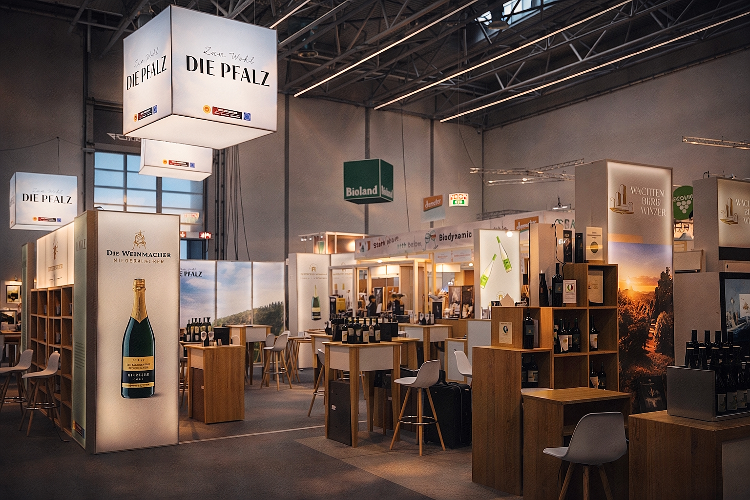 Der Messestand des Pfalzwein e.V. auf der ProWein in Düsseldorf